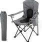 Arrowhead Outdoor Portable Folding Camping Quad Chair w/ 4-Can Cooler, Cup-Holder, Heavy-Duty Carrying Bag w/Easy Carry Shoulder Strap, Padded Armrests, Supports up to 330lbs, USA-Based Support