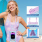 Waterproof Phone Pouch Floating, IPX68 Waterproof Phone Case with Lanyard for iPhone 16 15 14 13 12 Pro Max Samsung S25 S24 S23 S22, Up to 7 Inch, Beach Vacation Essentials, Sparkling Purple Letter