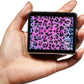Silver Vintage Pill Box 7 Day Metal Pill Box with Mirror and 8 Compartments Cute Travel Pill Organizer for Purse (Pink Leopard Print)