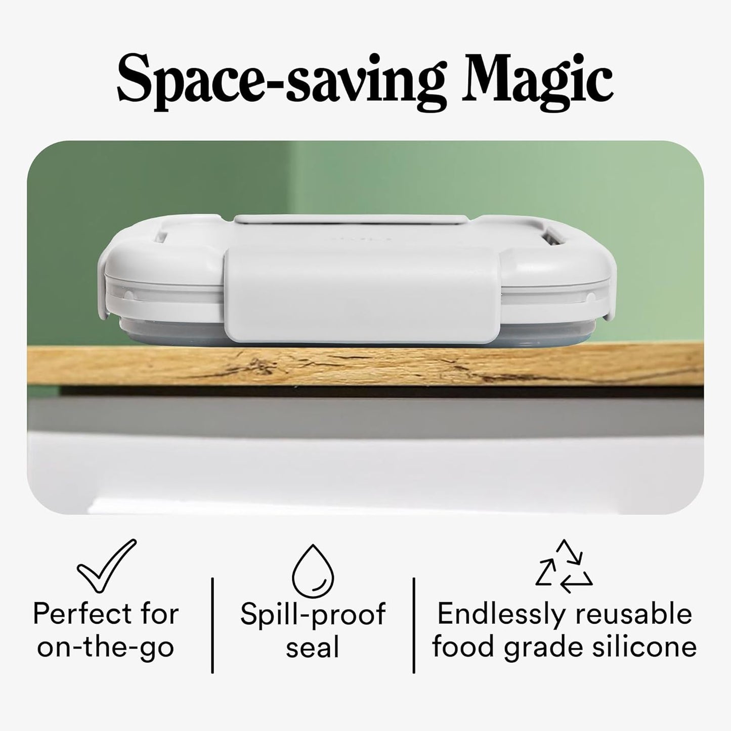 STOJO Collapsible Bento Box, Reusable, Leak-Proof, Microwave & Dishwasher Safe, Premium Lunch Container with Divider – Space-Saving, Transparent Design (Cashmere, 2.75-Cup/650mL)
