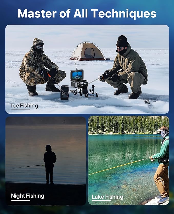Eyoyo Underwater Fishing Camera, Ice Fishing Video Camear 1000TVL with 7 inch LCD Monitor, Waterproof Camera, 12pcs Infrared Lights Fish Finder for Ice Fishing, Lake, Boat