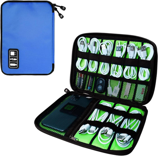Electronics Organizer Travel Case,Electronic Accessories Storage Bag,Portable Waterproof Cable Organizer Bag,Travel Cord Organizer Bags for Small Charging Cord Storage,SD Card-Royal Blue