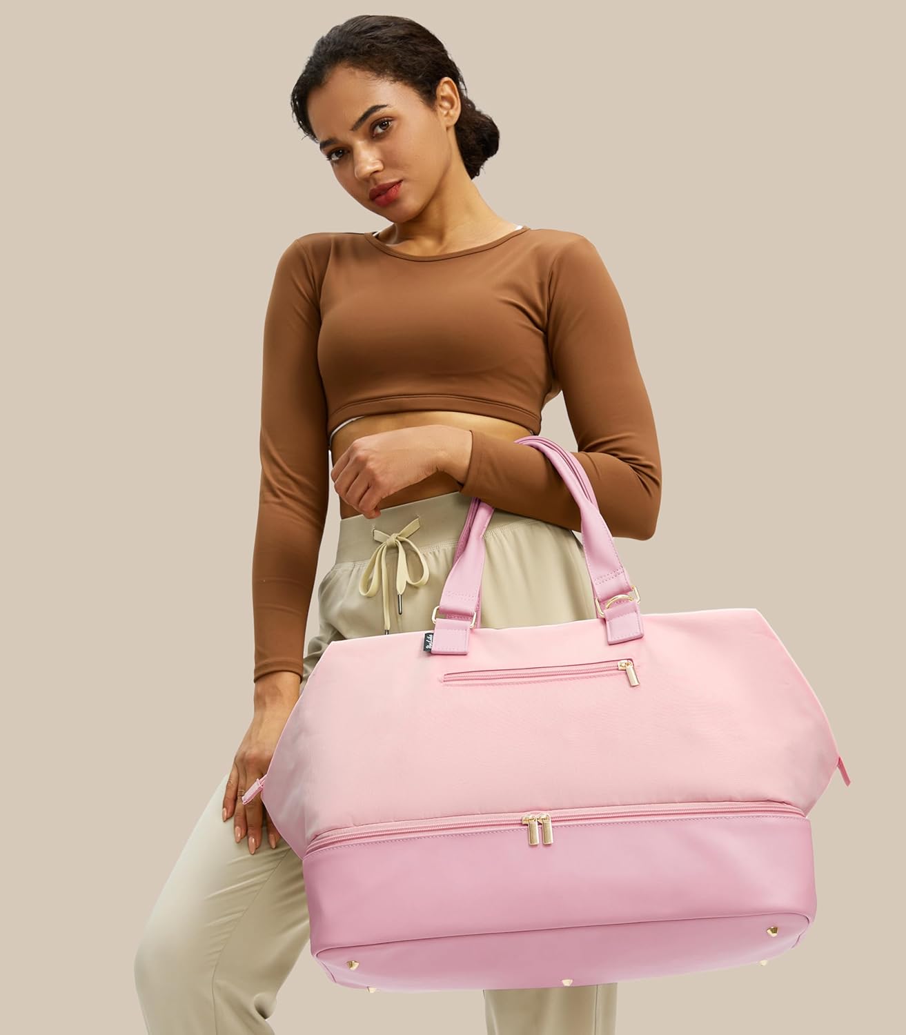 Weekender Bags for Women, Large Travel Duffel Bag with Shoes Compartment, Carry On Overnight Tote Bags with Toiletry Bags, Hospital Bags for Labor and Delivery - Roamly