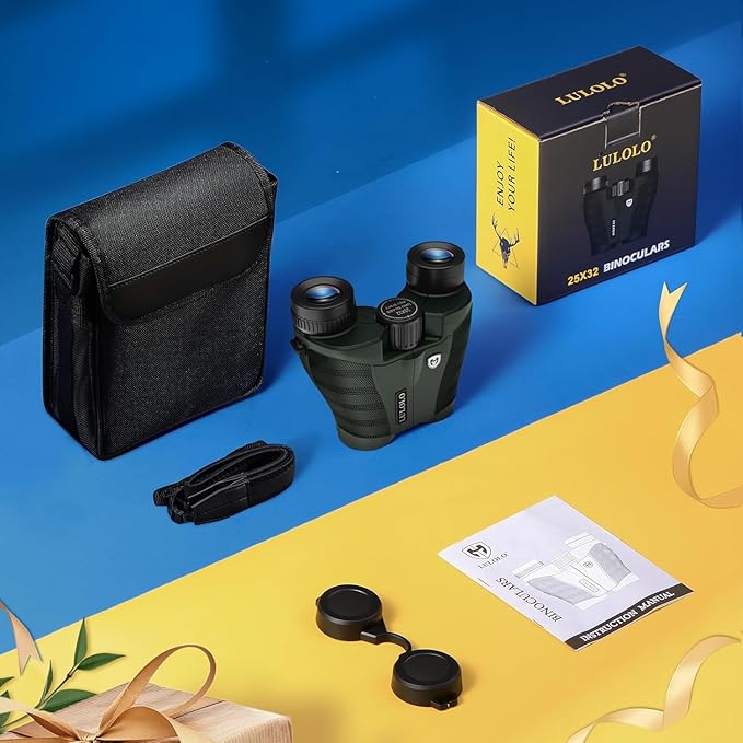 25x32 UHD Compact Binoculars for Adults High Powered - Large View Binoculars with Clear Low Light Vision - Super Bright Lightweight & Waterproof Binocular for Bird Watching Travel Hunting