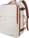 Taygeer Backpack for Women, College Backpack with Laptop Compartment & Shoe Pouch, 40l Travel Laptop Mochila Carry On Luggage, Airline Approved Personal Item Bag for Weekender Gym Hiking, Khaki White