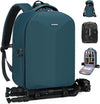 RAINSMORE Camera Backpack Hard Shell for DSLR/SLR Waterproof Camera Bag with Laptop Compartment 15.6 Inch Professional Camera Case with Rain Cover Photography Backpack Bag with Camera Lens Case Green