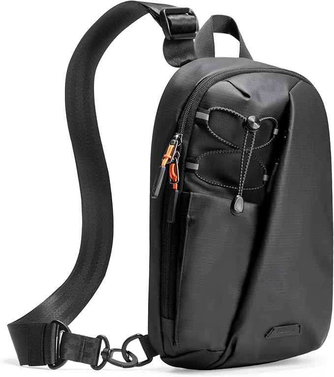 Inateck Sling Bag X-Row with RFID Blocking, Spacious Crossbody Shoulder Chest Everyday Carry Bag with Quick-adjust Strap, Water-resistant Sling Backpack for Men, Women, Travel, Cycling, Hiking, Black