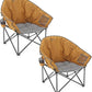 ARROWHEAD OUTDOOR 2-Pack Oversized Heavy-Duty Club Folding Camping Chair w/Pocket, Cup Holder, Portable, Padded, Moon, Round, Saucer, Supports 330lbs