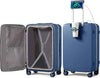 mixi Large Checked Luggage with Cup Phone Holder and Charger Hard Shell Suitcases with Spinner Wheels, 26 Inch Sapphire Blue