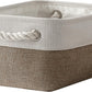 TheWarmHome Storage Basket for Organizing - 1 Pack 12x8x5.2 inch Baskets for Gifts Empty with Handles, Fabric Storage Cubes for Organizer Closet Dog Gift Cloth Toy (Whiet & Khaki)