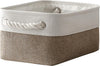 TheWarmHome Storage Basket for Organizing - 1 Pack 12x8x5.2 inch Baskets for Gifts Empty with Handles, Fabric Storage Cubes for Organizer Closet Dog Gift Cloth Toy (Whiet & Khaki)