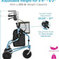 NOVA Traveler Folding 3-Wheel Walker with Tray, Basket, Pouch & Cup Holder, Lightweight Mobility Aid for Seniors & Adults, 8” All-Terrain Wheels for Tight Spaces & Travel, Sky Blue