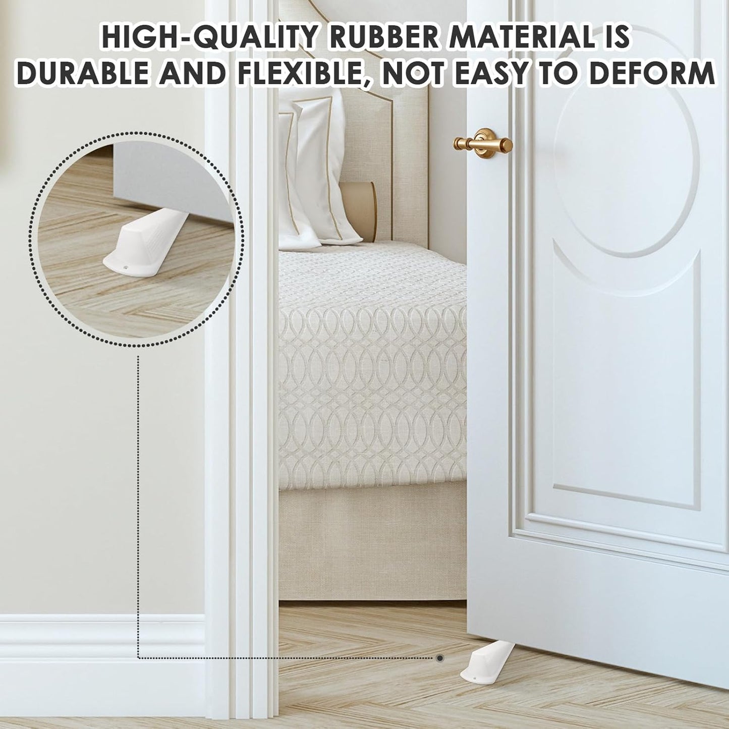 Frienda 8 Pcs Jumbo Door Stoppers Heavy Duty Door Stopper Tall up to 2inch Tall Wedge TPR Large Wedge Stackable Big Rubber Doorstop for Hotel Carpet Hardwood Concrete and Tile (White)