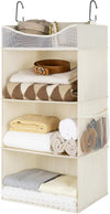 StorageWorks Hanging Closet Organizer, 3-Shelf Hanging Closet Shelves with Top Shelf, 15 ¾"W x 12" D x 31" H, Extra-Large Space, Ivory White