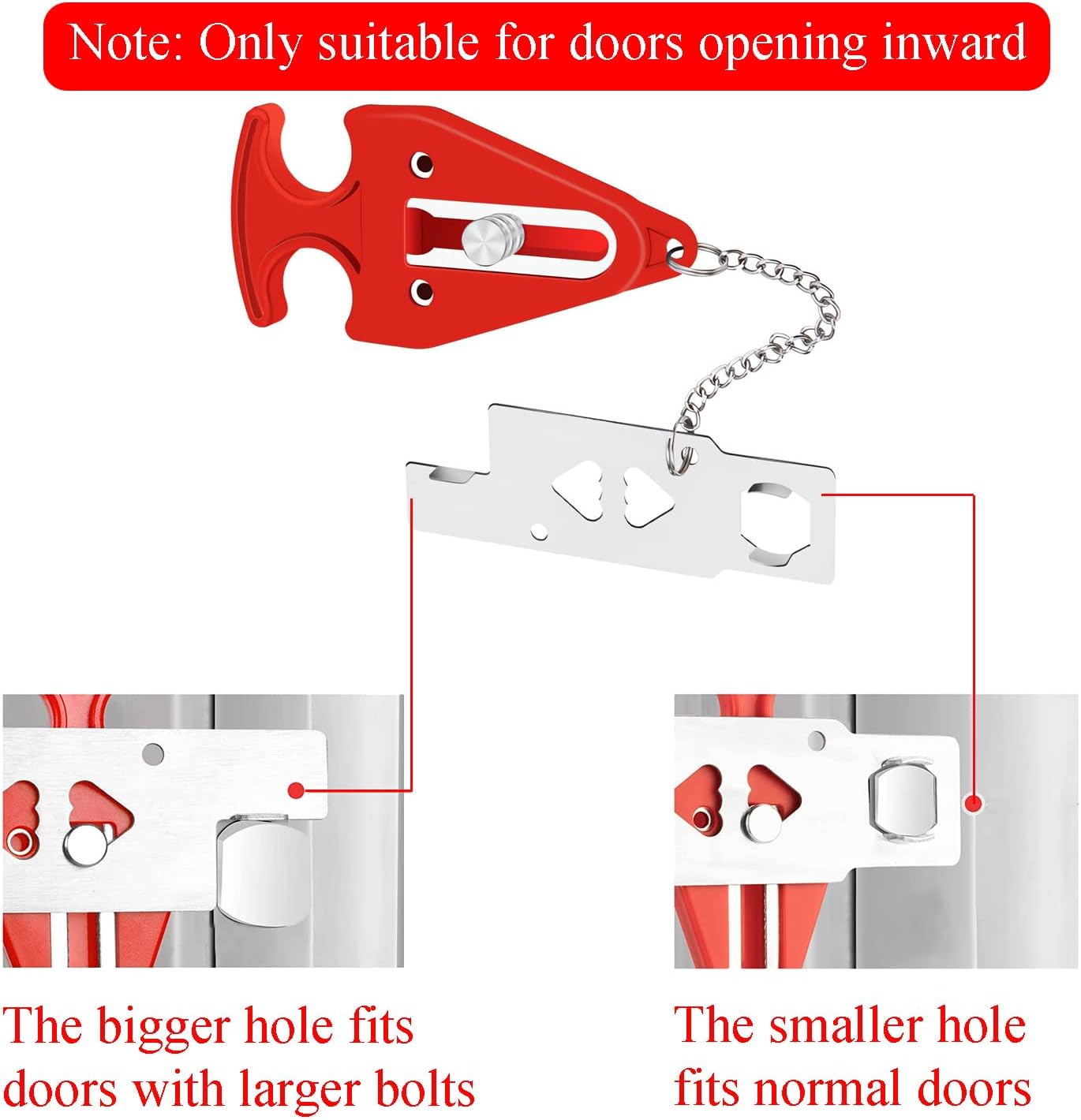 Portable Door Lock for Hotel Home Apartment, Door Blocker Security No Drill Door Lock for Privacy and Safety Portable Safety Locks for Kid Women -2 Pack
