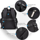 Black backpack for men, 16 inch laptop backpack with computer compartment, Drawstring slim waterproof tech backpack for travel, work, college or daily use, Large 30 L