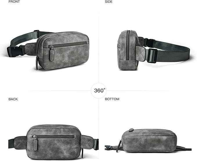 2L Fanny Packs Everywhere Belt Bag Small Fashion Crossbody Waist Pack Faux Leather Waterproof Sling Chest Bag For Women Trendy Grey