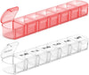Extra Large Pill Organizer 2 Pack, XL Pill Box 7 Day, Weekly Pill Case with Large Capacity, Jumbo Organizer, BPA Free (Pink+White)