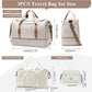 Extra Large Travel Duffle Bag,Carry on Overnight Bag with Shoes Compartment,Weekender Bags for Women for Travel Business Trips Sport Hospital,3 Pcs Set,Beige & Brown
