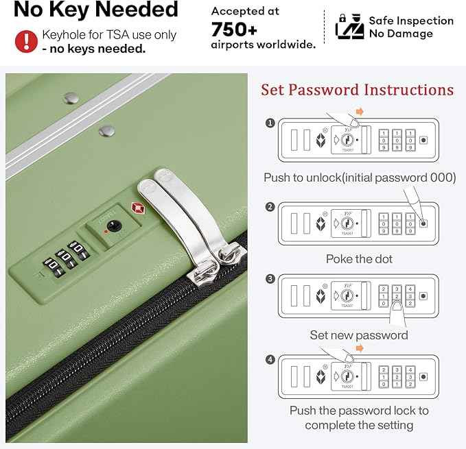 mixi 17x14x9 Carry On Luggage Underseat PC Hard Shell Suitcase Top Opening Aluminum Frame Travel Suitcases with Wheels, Avocado Green