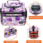Opux Lunch Box For Women - Large Dual Compartment Insulated Lunch Bag, 10x7.5x10 Inches, Floral Purple