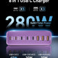 280W USB C Charger Block, 8-Port USB C Charging Station GaN III PD 65W Laptop Charger Adapter Compatible with MacBookPro/Air,DELL,iPad,Portable Charging Station for iPhone,Samsung Galaxy(Purple)