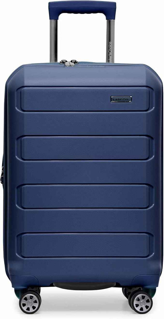 Traveler's Choice Pagosa Hardshell Expandable Luggage with Spinner Wheels, Navy, 22-Inch Carry-on