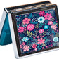 Silver Vintage Pill Box 7 Day Metal Pill Box with Mirror and 8 Compartments Cute Travel Pill Organizer for Purse (Colorful Floral Pattern)