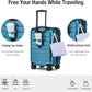 KYME Hardside Expandable Carry On Luggage 22x14x9 Airline Approved 20 Inch Hardshell Carry On Suitcase with Wheels TSA Lock Small Travel Rolling Luggage with Cup Holder for Women Men Lt Blue