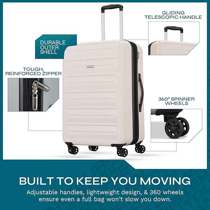 Westridge Hardshell Luggage Set - 3 Piece Set - 20" Carry-On, 24” & 28” Checked Luggage Set with 360° Spinner Wheels - Expandable Suitcases for Extended Travel - Durable ABS Shell - Light Pink