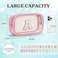 YOOLIFE Initial Make Up Bag Travel Toiletry Bag, Clear Makeup Bag Preppy Cosmetic Bags Organizer Travel Essentials Pink Gifts for Women Teen Girlfriend Teacher Bridesmaid Birthday Mothers day Gifts Q
