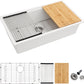 Dcolora 33 Inch White Granite Composite Kitchen Sink Workstation Undermount Single Bowl sink Large Sink For Kitchen,DC-GU2514