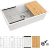 Dcolora 30 Inch White Kitchen Sink Granite Composite Workstation Undermount Quartz Single Bowl Kitchen Sink 30"W x 19"D x 10"H, DC-GU5521