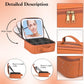 Travel Makeup Bag With LED Mirror,Makeup Travel Train Case with 3 Color Setting,Cosmetic Makeup Organizer Bag with Adjustable Dividers,Portable Make up Bag with Makeup Brush Holder Storage（Caramel）