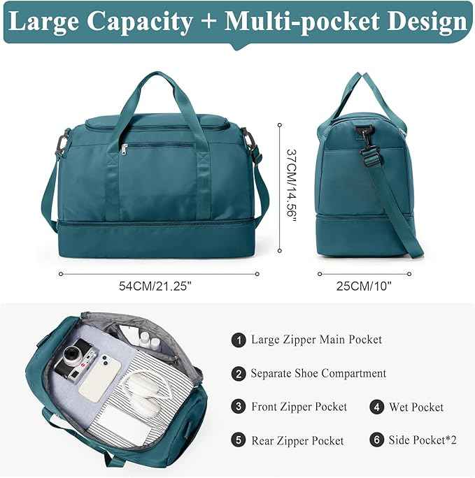 Extra Large Travel Duffle Bag,Carry on Overnight Weekend Bag with Shoes Compartment,Weekender Bags for Women for Travel Business Trips Sport Hospital