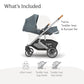 UPPAbaby Cruz V3 Stroller - from Birth + Car Seat Compatible - Full-Size, Reversible Seat - Infant Insert, Bug and Rain Shields Included - Callum (Stone Blue/Silver Frame/Sand Leather)