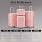 4 Piece Expandable Hardshell Pink Luggage Sets with Spinner Wheels, Lightweight Travel Suitcase Set with TSA Locks, 20 inch Carry On for Women (Pink, 4 Piece Set)