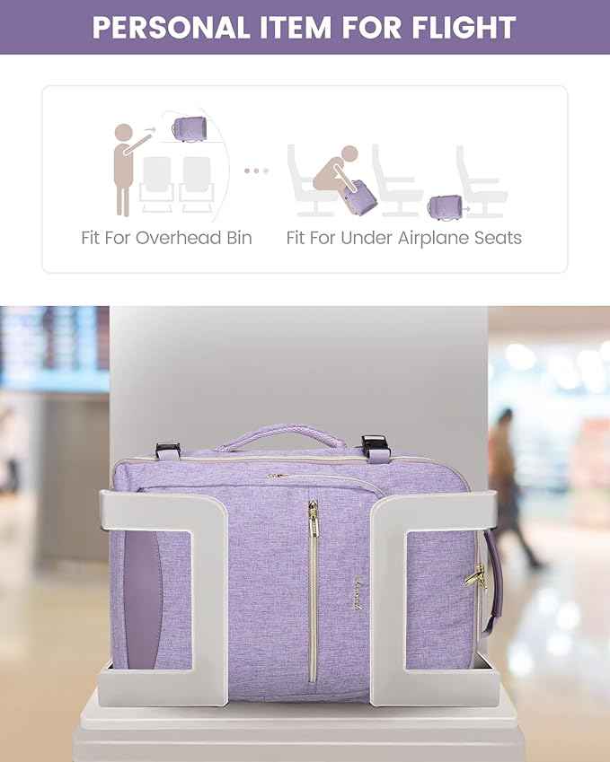LOVEVOOK Travel Backpack for Women & Men 40L,Airline Approved Carry On Backpack Travel Essentials,TSA Carry on Luggage,Waterproof Personal Item Travel Bag,Suitcase with 3 Packing Cubes,Taro Purple