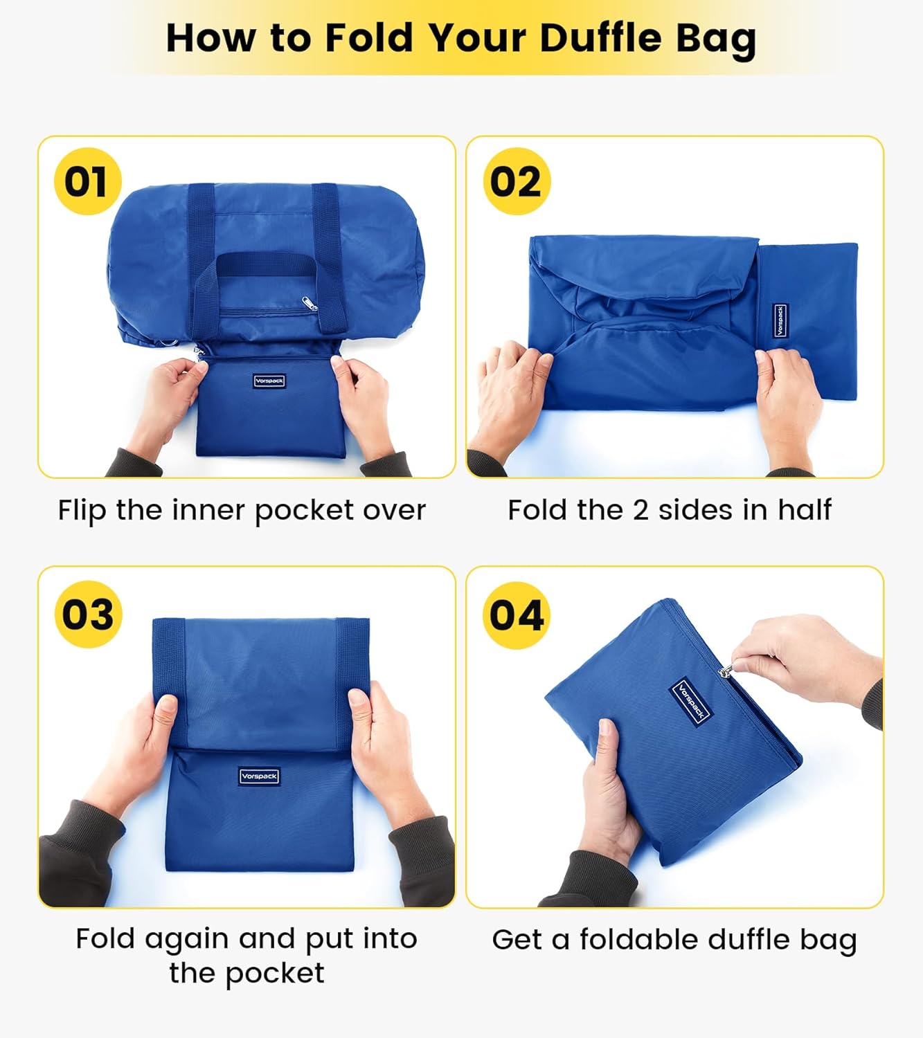 Vorspack Duffel Bag 20-24-28 Inches Foldable Gym Bag for Men Women Duffle Bag Lightweight with Inner Pocket for Travel Sports - Roamly