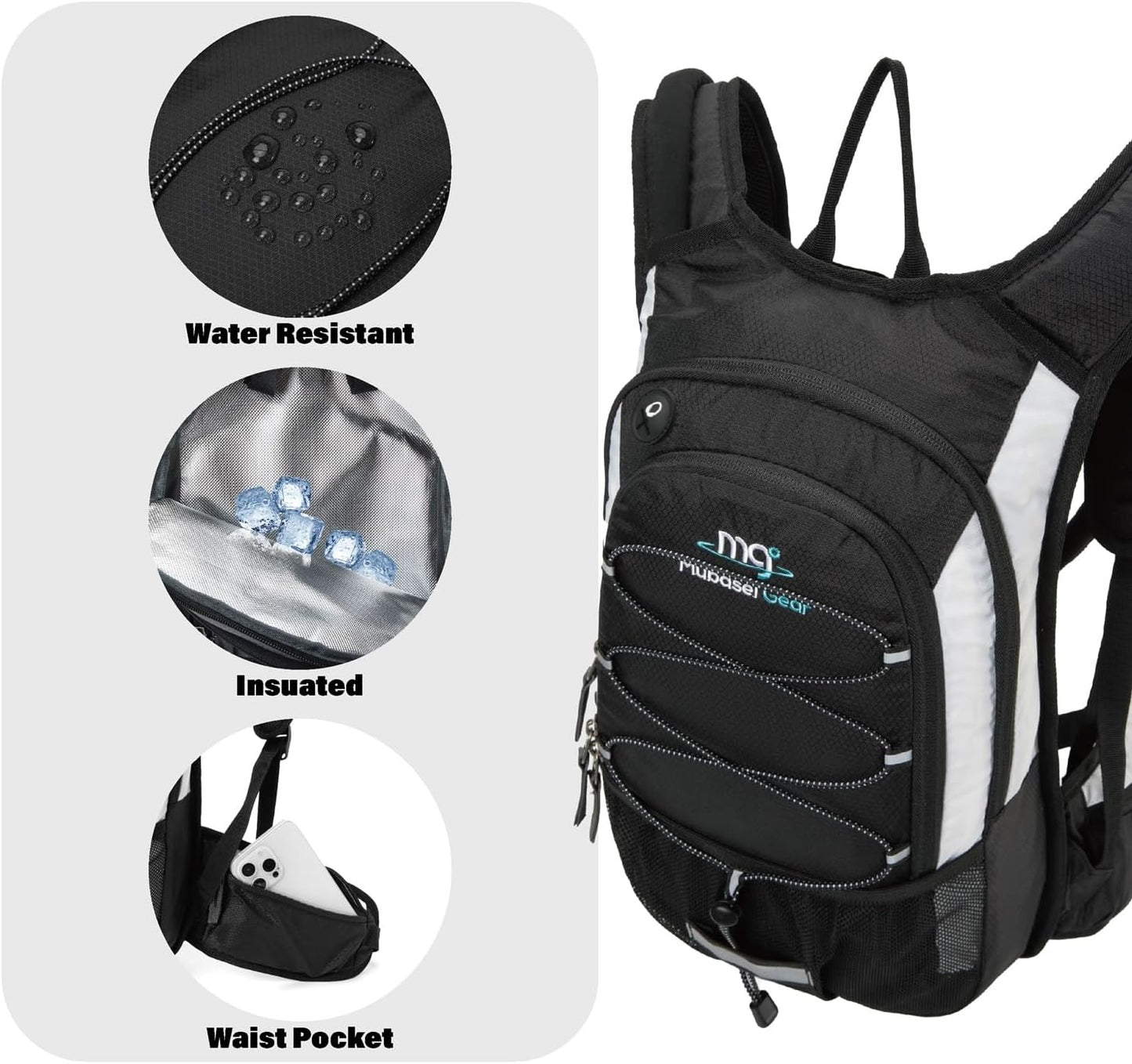 15L Insulated Hydration Backpack Pack with 2L Water Bladder Lightweight Hiking Backpack Bag for Women Men Daypack for Hiking Running Festival Camping Biking - Roamly