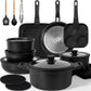 KIKCOIN Pots and Pans Set, 27 Pack Nonstick Cookware Set Detachable Handle, Induction RV Kitchen Cooking Set with Removable Handle, Frying Pans, Casserole - Dishwasher/Oven Safe, PFOA Free