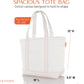 CB STATION Medium Classic Canvas Tote Bag for Women, Top Zipper Closure, Outer Pocket, Daily Essentials, Groceries, Traveling