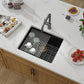 21 Black Granite Composite Bar Sink 18x18 Single Bowl Not Easily Stained Undermount Small Kitchen Sink Small Wet Bar Sinks with Workstation Quartz Natural Stone