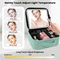 Travel Makeup Bag with LED Mirror and Light Makeup Travel Bag Organizer Portable Cosmetic Brush Organizer Bag with Adjustable Dividers for Cosmetics Makeup Brushes Toiletry (Light Green)