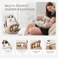 VONAL Diaper Bag Backpack, Lightweight Baby Diaper Bags, Travel Large Diaper Bag with Changing Station, Khiki Diaper Backpack for Boys Girls Newborn with Insulated Pockets, Stroller Straps