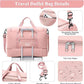 Extra Large Travel Duffle Bag,Carry-on Overnight Bag with Shoes Compartment,Weekender Bags for Women for Travel Business Trips Sport Hospital,3 Pcs Set,Pink