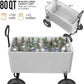 VINGLI 80 Quart Wagon Rolling Cooler Ice Chest, w/Long Handle and 10" Wheels, Portable Beach Patio Party Bar Cold Drink Beverage, Outdoor Park Cart on Wheels