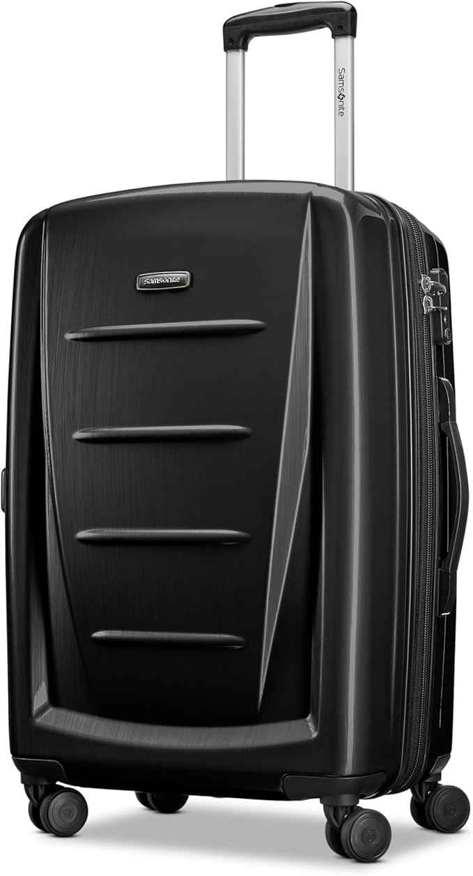 Samsonite Winfield 2 Hardside Expandable Luggage with Spinner Wheels, Brushed Anthracite, Checked-Medium 24-Inch