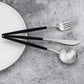 Gugrida 20-Piece 18/10 Stainless Steel Flatware Silverware, Luxury Dinnerware Set Travel Cutlery Tableware Include Knife Fork Spoon Service for 4, Dishwasher Safe (Black Handle Matte Silver)