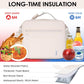 NOL Kids Lunch Bag - Kids 3+ Reusable Insulated Lunch Box with Zipper Closure Buckle Handle Adjustable Long Shoulder Strap, Easy-Clean Waterproof Fabric, Children Lunch Tote Bag for School -Cream